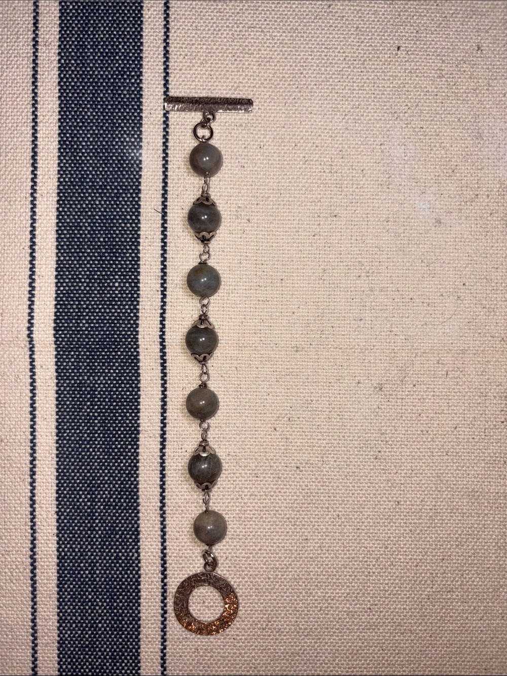 Labradorite Beaded Toggle Silver Bracelet